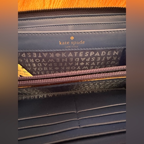 Kate Spade Blue Pebbled Leather Zip Wallet Large Continental - Picture 5 of 7